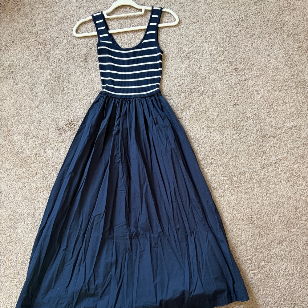 Navy and white striped nautical summer dress